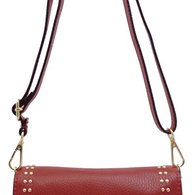 Bolso bandolera pequeño con tachuelas Kalie Rojo