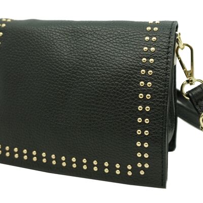 Borsa a spalla Kalie piccola con borchie Nera
