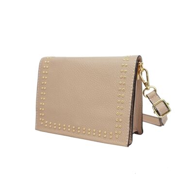 Borsa a spalla piccola con borchie Kalie Nude