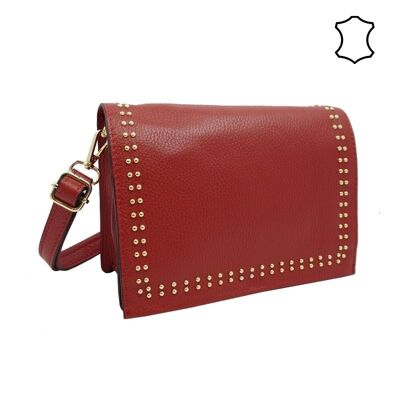 Grand sac bandoulière clouté Kalie Rouge