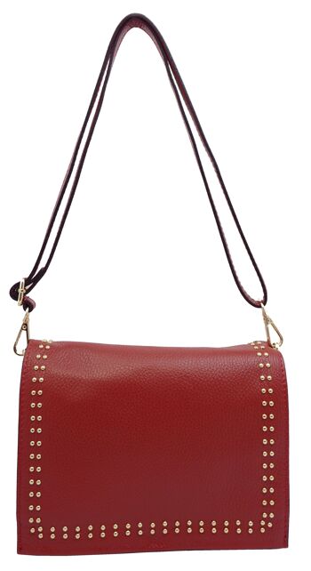 Grand sac bandoulière clouté Kalie Rouge 4