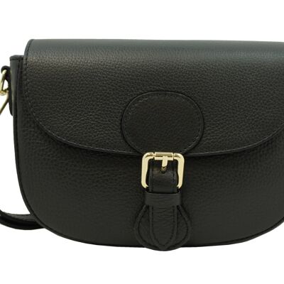 Turin leather shoulder bag Black