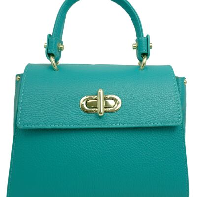 Leather handbag Jaïna Turquoise