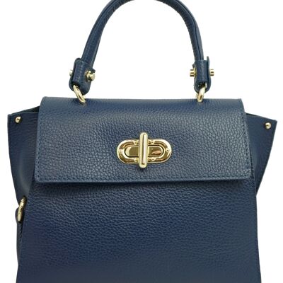 Leather handbag Jaïna Navy