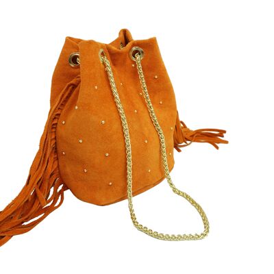 Capucine Orange Studded Bucket Bag