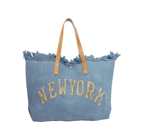 Grand sac cabas New York Bleu Jean