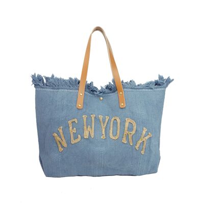 Large New York Blue Jean Tote Bag