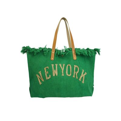 Large New York Tote Bag Green