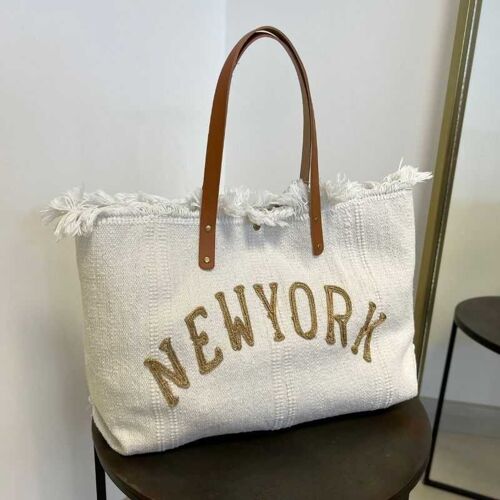 Grand sac cabas New York Blanc