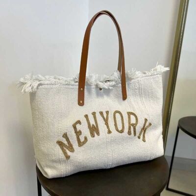 Large New York Tote Bag White