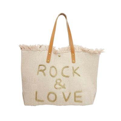 Large Rock & Love Nude tote bag