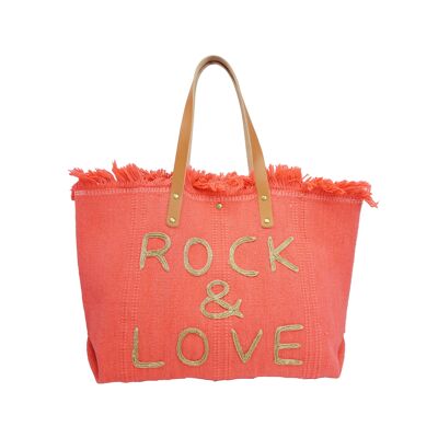 Grand sac cabas Rock & Love Corail