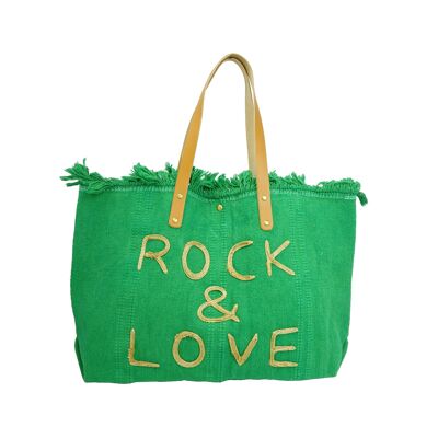 Large Green Rock & Love shopping bag