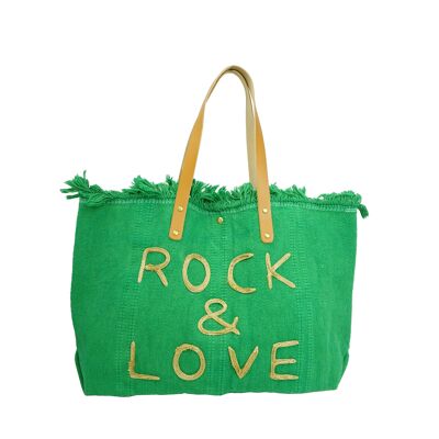 Large Green Rock & Love shopping bag