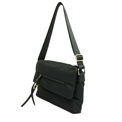 Bolso bandolera solapa acolchada 36099 Negro