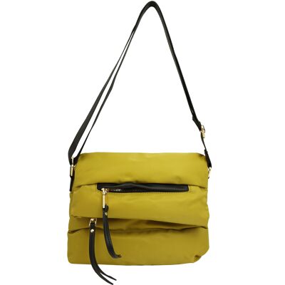 Borsa a spalla con patta trapuntata 36099 gialla