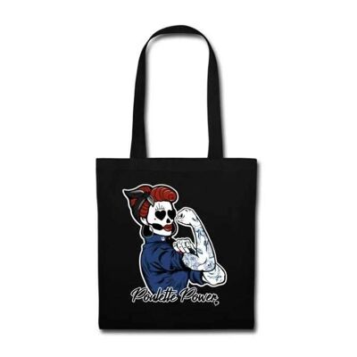 Tote Bag En Coton Canvas "rosie Power Poulette" Noir