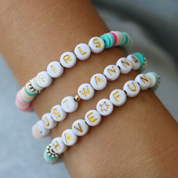 Perles lettres 3 mots pour bracelet à personnaliser - Girls, Just Wanna et Have Fun 3