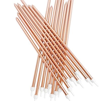 Extra Tall Candles Metallic Rose Gold with Holders