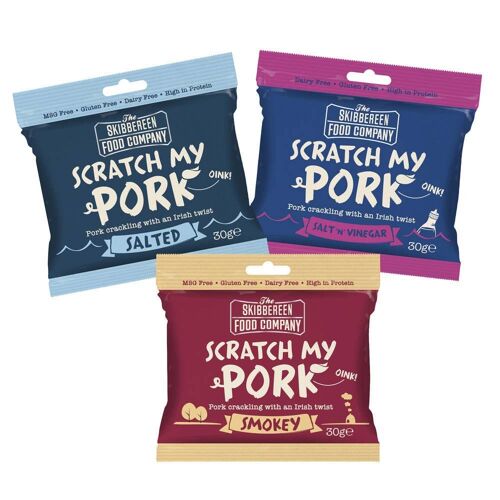 Scratch My Pork Mixed - Pork Crackling / 3 Flavours (24x30g)