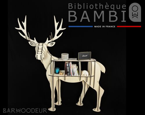 Bibliothèque cerf en bois