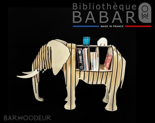 Bibliothèque éléphant en bois