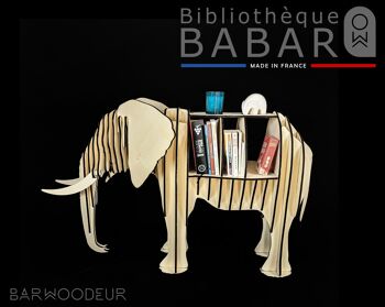 Bibliothèque éléphant en bois 1