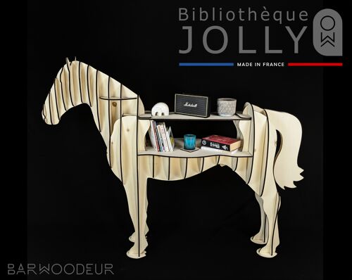 Bibliothèque cheval en bois