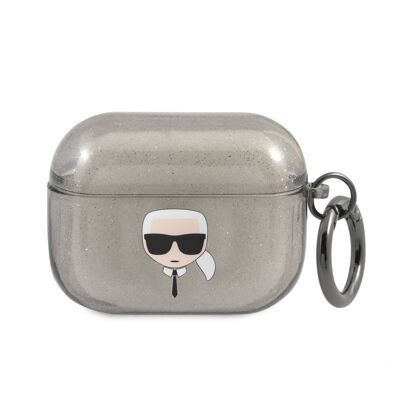 Protection Karl Lagerfeld Glitter à paillettes pour Airpods Pro - Noire