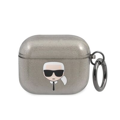 Protection Karl Lagerfeld Glitter à paillettes pour Airpods 3 - Noire