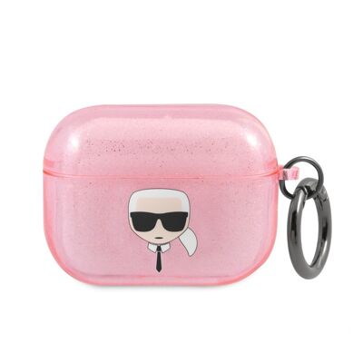 Protection Karl Lagerfeld Glitter à paillettes pour Airpods Pro - Rose