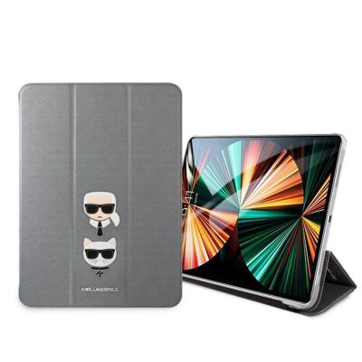 Eui Karl Lagerfled Saffiano Folio Karl & Choupette pour iPad Pro 12,9 pouces 2020/2021 - Gris