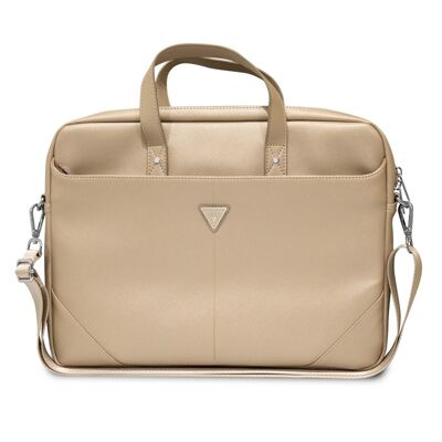 Sac d'ordinateur 16'' Guess - Modèle Saffiano - Beige