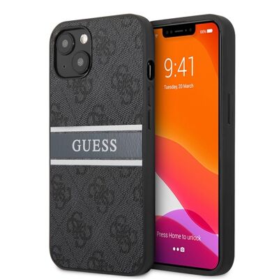 Coque Guess PU 4G Stripe pour iPhone 13 - Grise