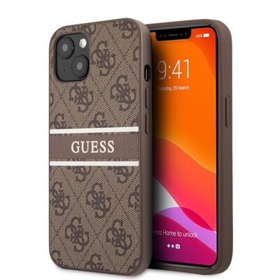 Coque Guess PU 4G Stripe pour iPhone 13 Mini - Marron