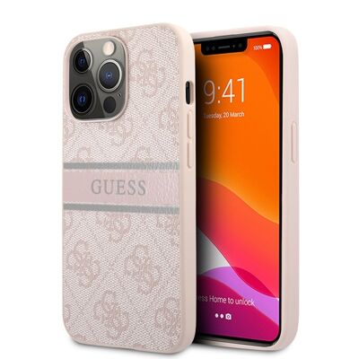 Coque Guess PU 4G Stripe pour iPhone 13 Pro - Rose