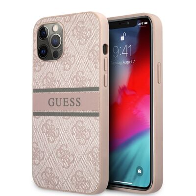 Coque Guess Stripe pour iPhone 12 et iPhone 12 Pro - Rose