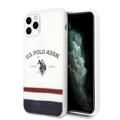 Coque U.S Polo ASSN. Tricolor Stripes pour iPhone 11 Pro - Blanc