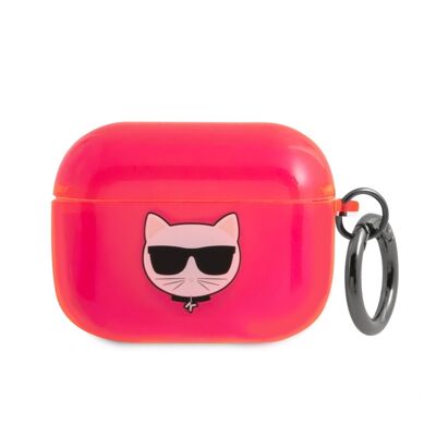 Protection Karl Lagerfeld translucide Choupette pour Airpods Pro - Fuchsia