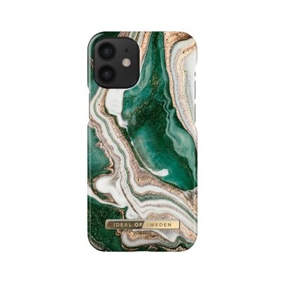 Coque Ideal of Sweden Fashion Golden Jade Marble pour iPhone 12 Mini - Or/Emeraude