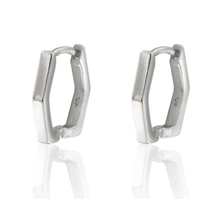 Pendientes classic hexagonal rodio