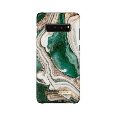 Coque Ideal of Sweden Fashion Golden Jade Marble pour Samsung Galaxy S10+ - Or/Emeraude