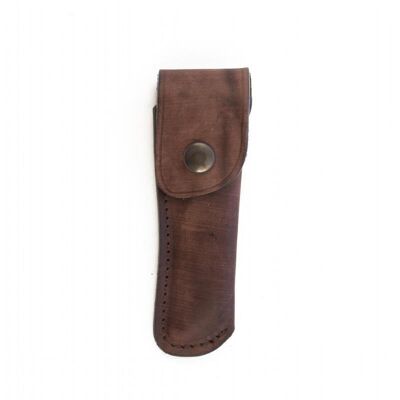 Straight leather knife sheath 12 cm - Brown