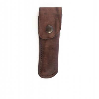 Straight leather knife sheath 12 cm - Brown