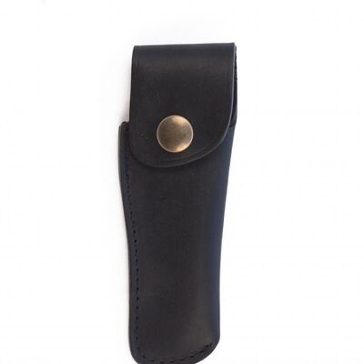 Straight leather knife sheath 12 cm - Black
