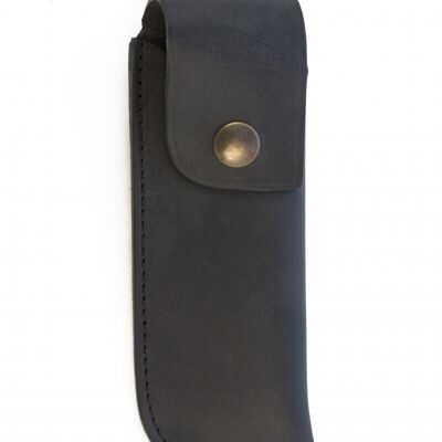 Straight leather knife sheath 14 cm - Black