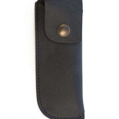Straight leather knife sheath 14 cm - Black