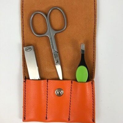 3-piece manicure leather case - Orange