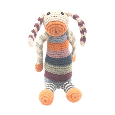 Hochet lapin en crochet pour bébé - multicolore