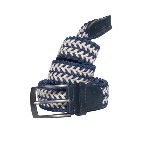 Ceinture tressée - entremêlement bleu marine et beige